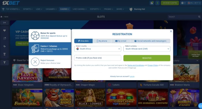 1xbet Casino Registration Sa
