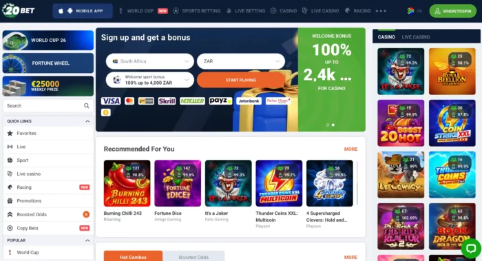 20bet Casino Home Za
