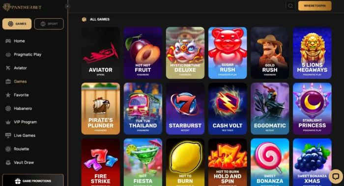 Pantherbet Casino Games