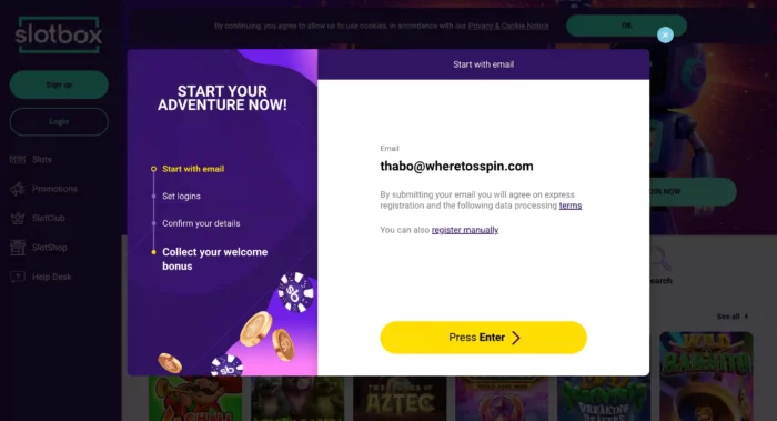 Slotbox Casino Register